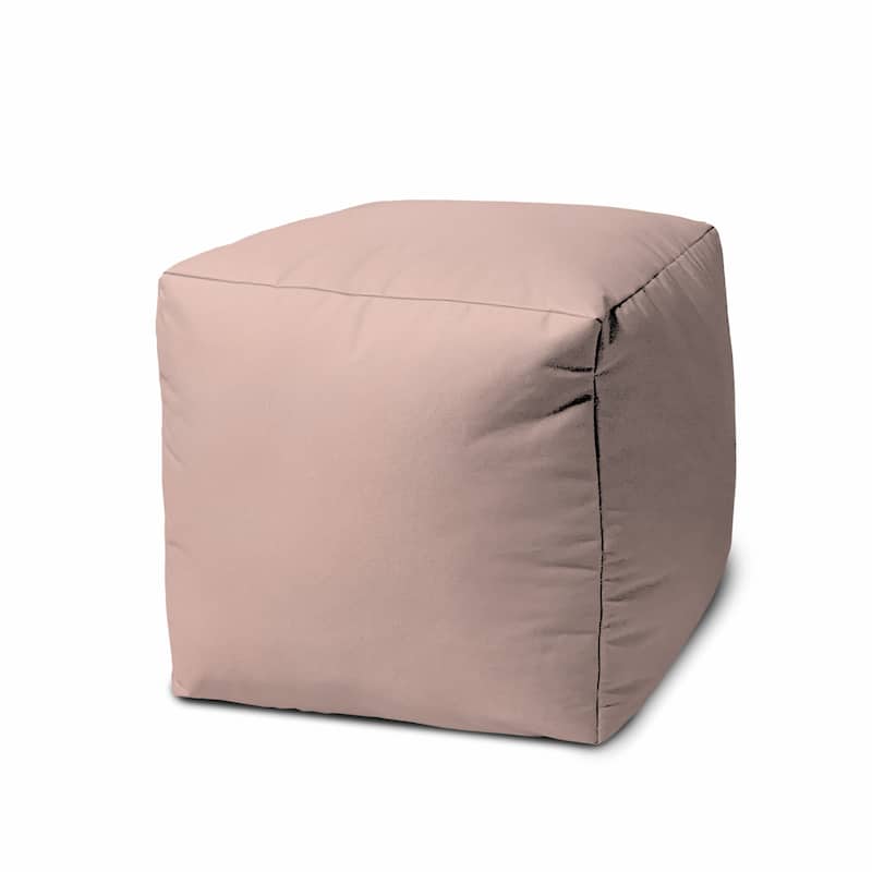 HomeRoots 17" Pale Pink Canvas Cube Outdoor Pouf Cover - 17' X '17' X '1