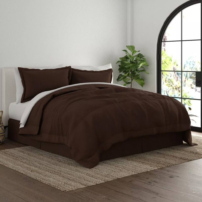 Modern Luxury Comforter Set Soft Microfiber Queen Chocolate