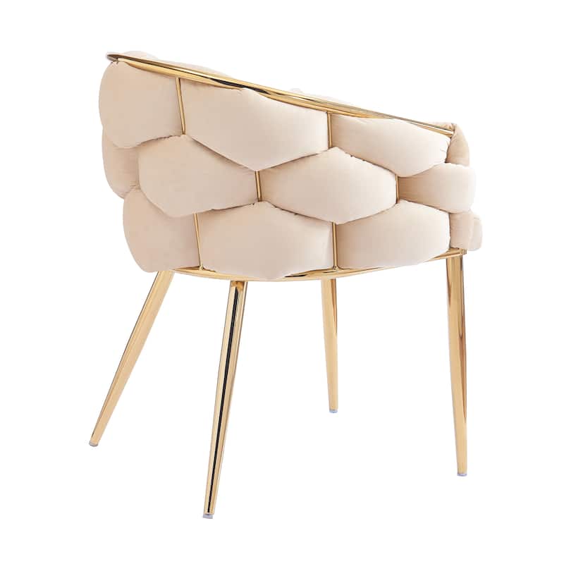 Set of 2 Luxury Handmade Accent Chair with Gold Legs, Modern Velvet Armchair Dining Chair for Living Room Bedroom