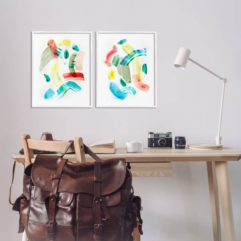 Stupell Macarana Abstract Hues Framed Giclee Art Design By Gemma Bardot (Set of 2)