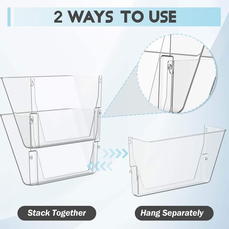 6 Pockets Acrylic Wall File Organizer - 13.2 x 6.8 x 4 inches