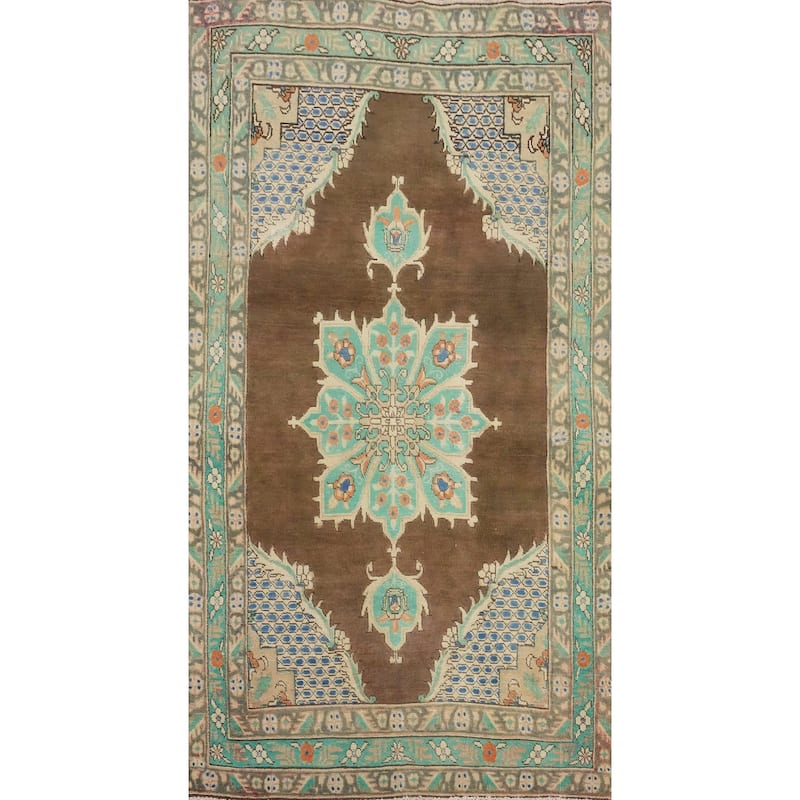 Hand Knotted Oriental 100% Wool Carpet Traditional Medallion Brown Tabriz Area Rug - 6' 2'' X 3' 4''