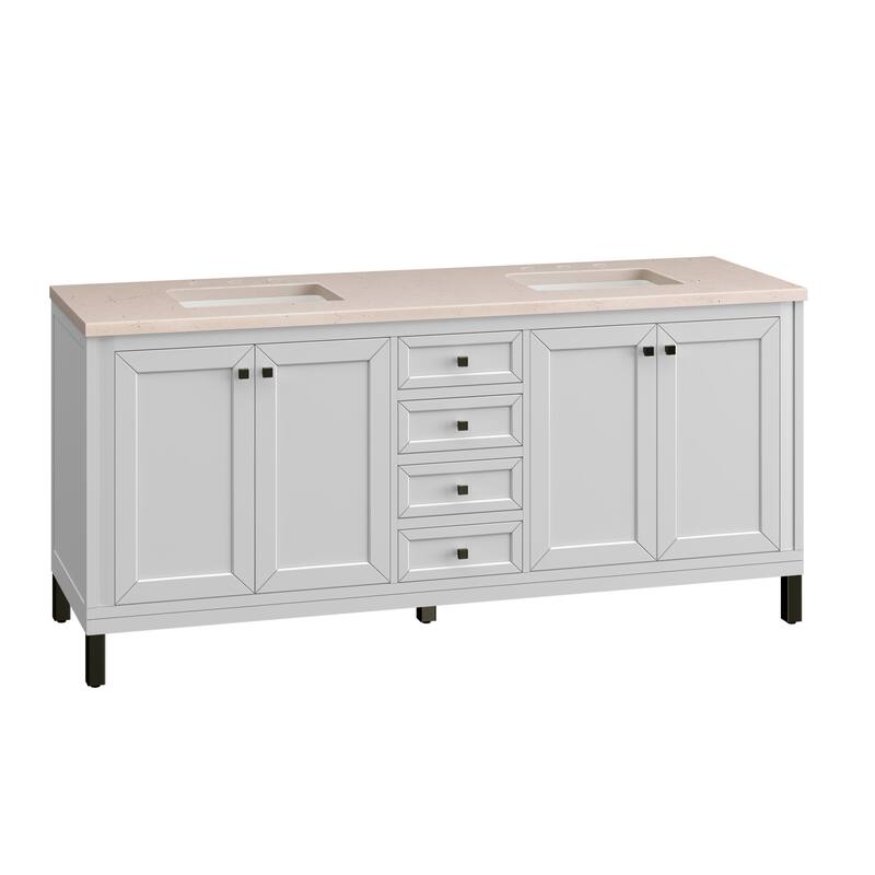 James Martin Vanities Chicago 72" Double Basin Hardwood Vanity Set