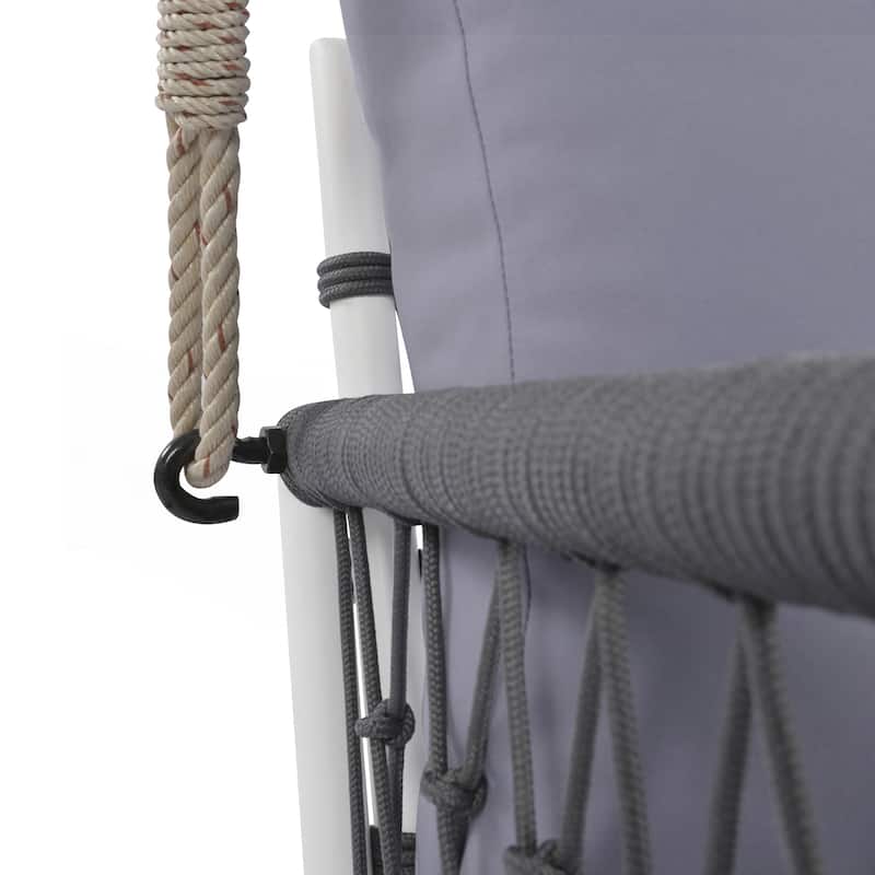 Woven Rope Outdoor Swing Sofa with Soft Cushions