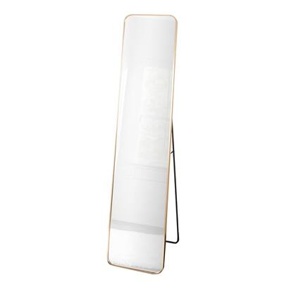 14x59 Rounded Corner Full Length Floor Mirror with Easel, Gold & Black