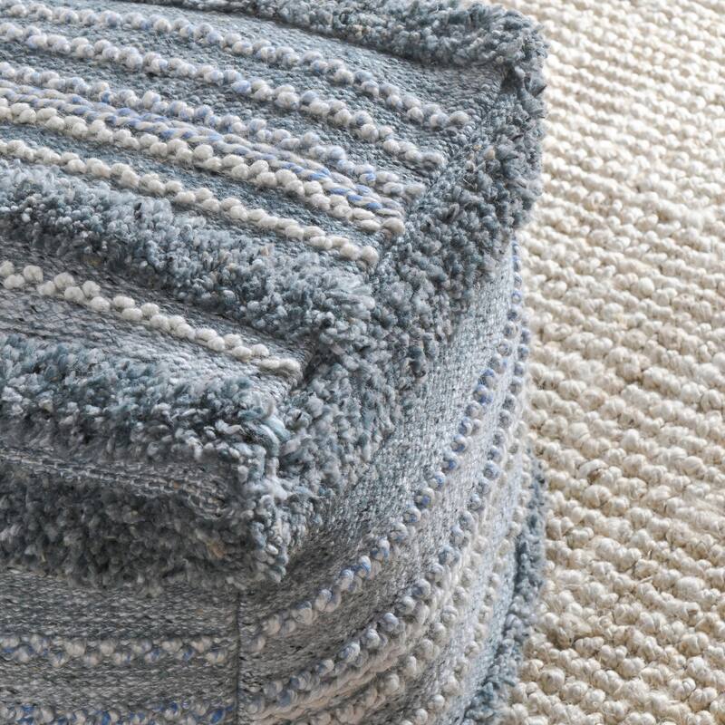Villa by Classic Home Elko 18" Blue Indoor-Outdoor Pouf
