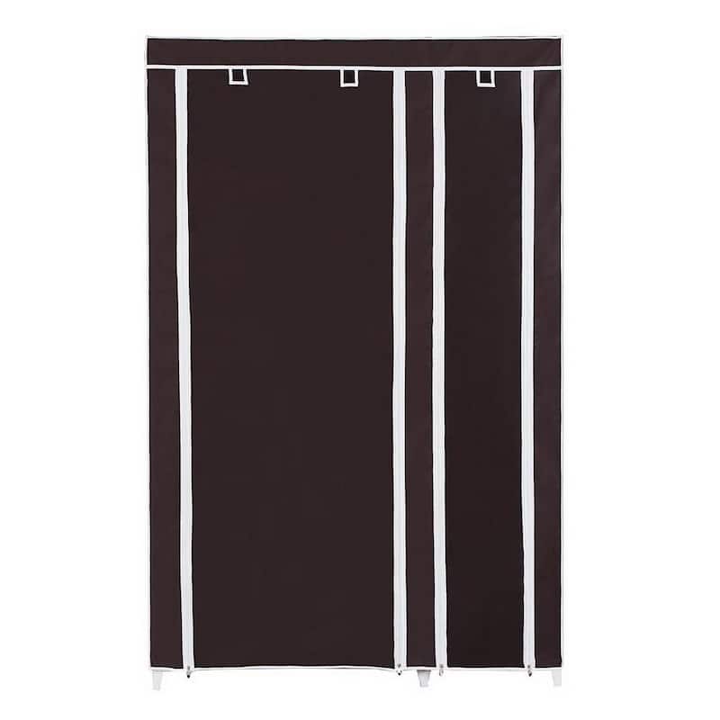 67" Portable Non-woven Fabric Clothes Organizer Closet Wardrobe with Hanging Rod