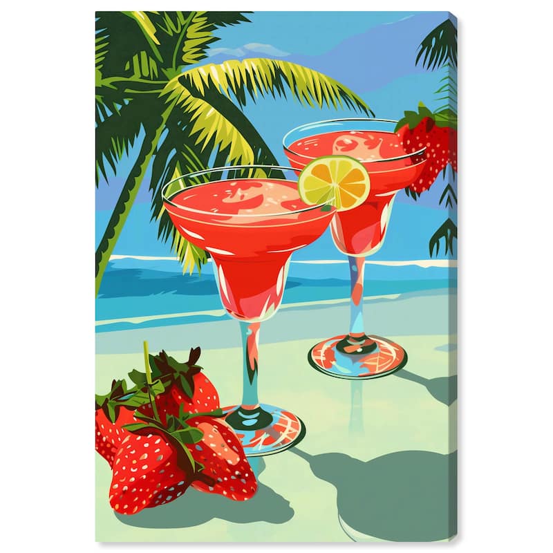 Strawberry Daiquri Breeze Canvas by Art Remedy, Gallery Wrapped - 24" x 36"