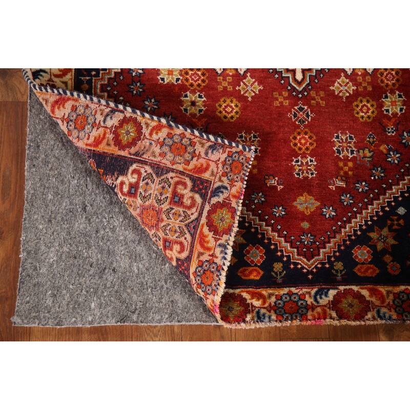 Shiraz Persian Vintage Area Rug Handmade Geometric Red Wool Carpet - 3'2"x 4'10"