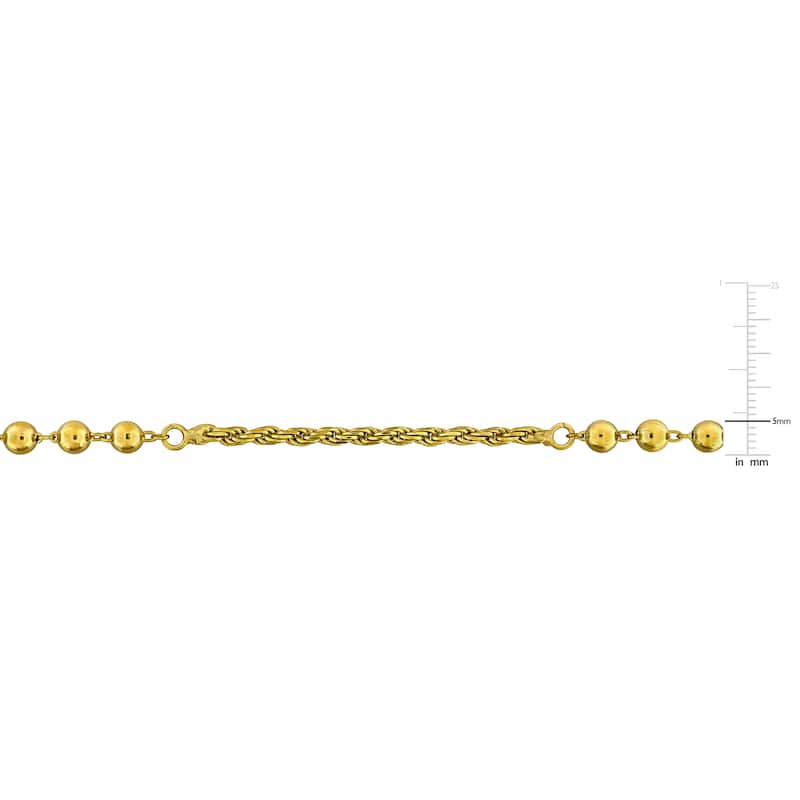 Miadora 2.5mm Rope 5mm Bead Necklace in Yellow Plated Sterling Silver