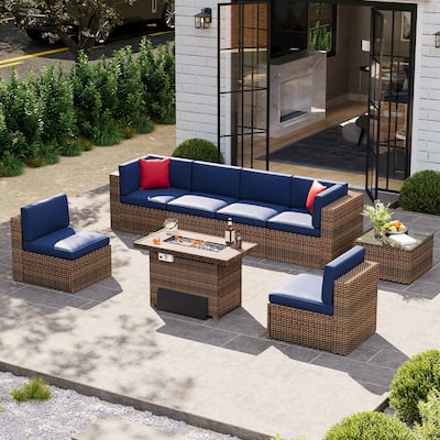 8-Piece Patio Furniture Set with 40" Fire Pit Table