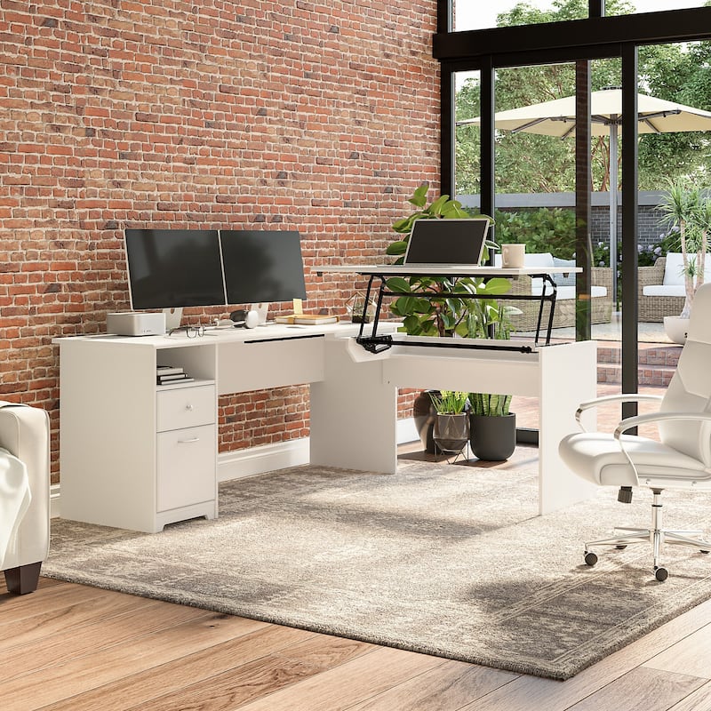 72W 3-position L-shaped Sit to Stand Desk by Bush Furniture - White