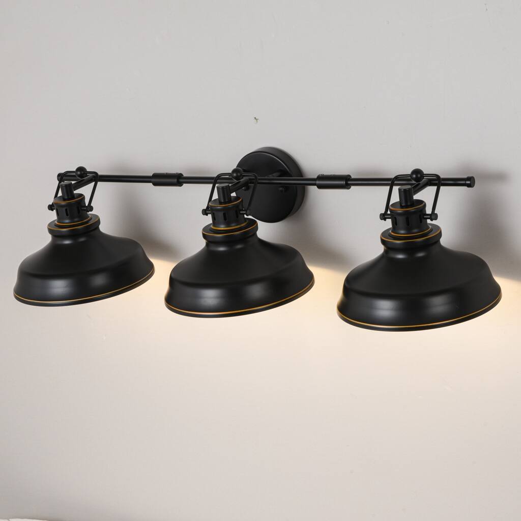 3-Light Retro-Luxury Wall Light with White Inner & Gold-Trimmed Shades for Living Room - 3 Light