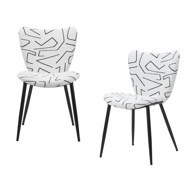 HomeRoots Set of Two White and Black Upholstered Faux Shearling Dining Side Chairs - 20' X '34.6' X '24