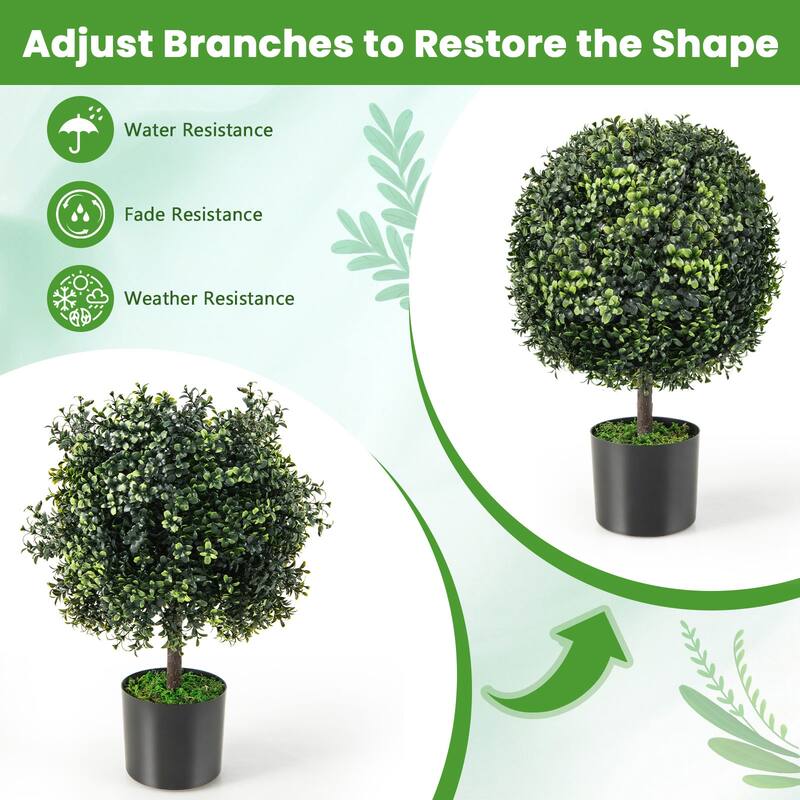 Costway 2PC 22'' Artificial Boxwood Topiary Ball Tree Office Garden - See Details