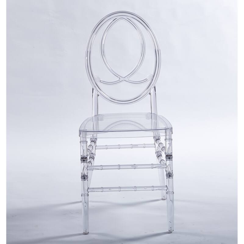 4 Piece Plastic Transparent Welding Chair Kitchen Dining Chair with Round Backrest for Restaurant Kitchen Living Room Bedroom