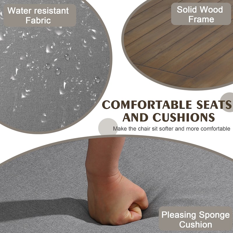 Outdoor Wood Cushion Loveseat with Side Table