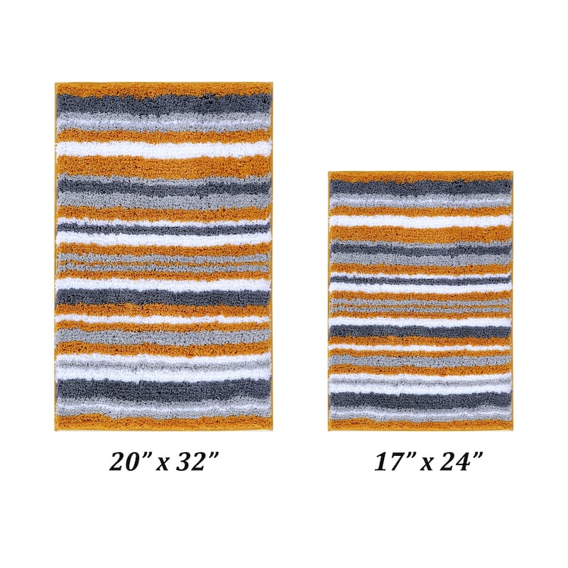 Better Trends Bath Rug 100% Polyester Super Absorbent Anti-Skid TPR Backing Bathroom Rug For Shower,Sink Mats Griffie Collection - 2 Piece Set (17" x 24" | 20" x 32") - Yellow