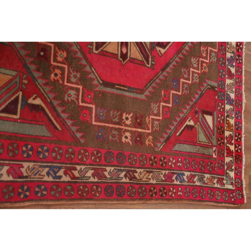 Meshkin Persian Vintage Area Rug Handmade Wool Carpet - 4'8" x 10'6"