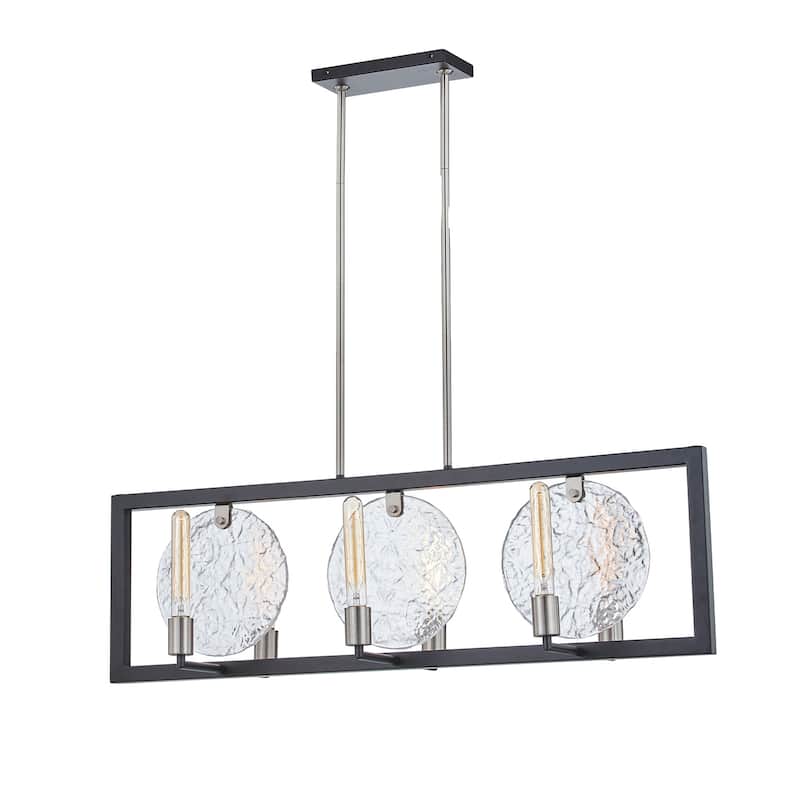 Orion 6-Light Island Chandelier with Clear Rippled Texture Shade