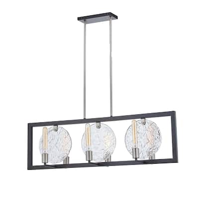Orion 6-Light Island Chandelier with Clear Rippled Texture Shade
