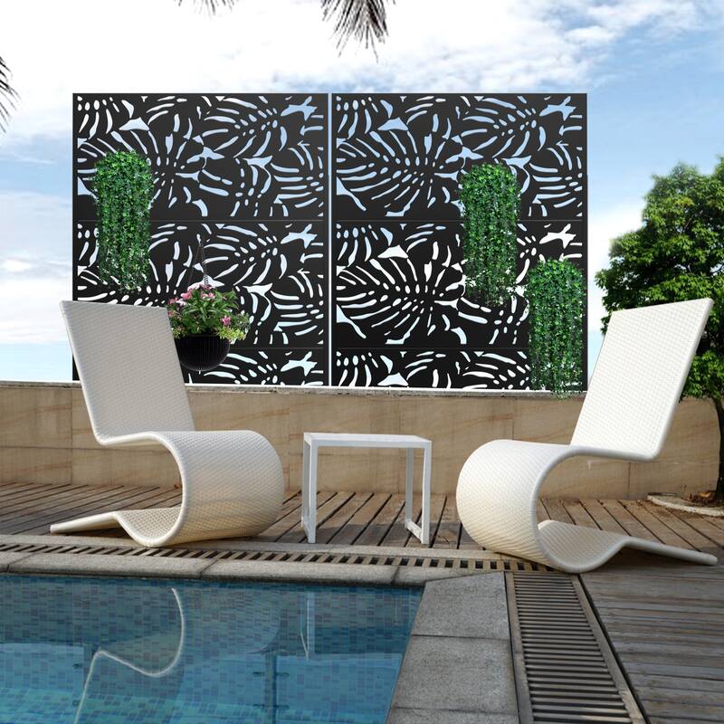 Metal Privacy Screen Wall Decoration Free Standing-6.3 ft. H X 4 ft. W