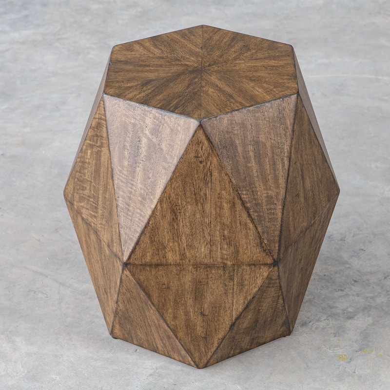 Sunburst Top Geometric Side Accent Table - 18" - Honey Brown
