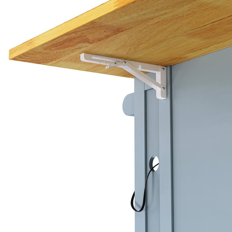 Kitchen Island with Drop Leaf, Power Outlet and Side Racks