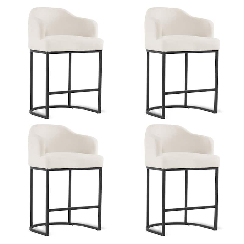 26.in Modern Set of 4 Barstool Fabric/Leather Upholstered Counter Height Stool with Metal Frame for Kitchen Island