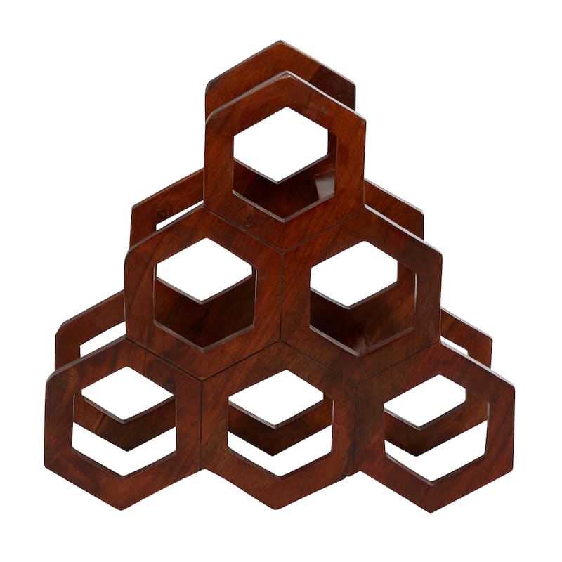 Brown Wood Contemporary Wine Rack 17 x 18 x 8 - 18 x 8 x 17
