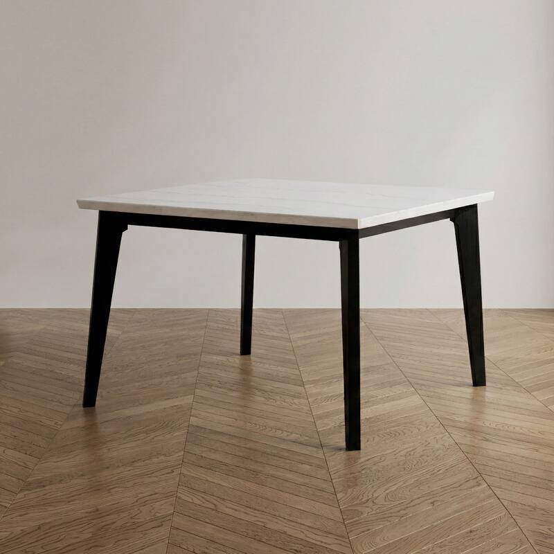 Furniture of America Fieny Modern Genuine White Marble Square 54-inch Dining Table - Black