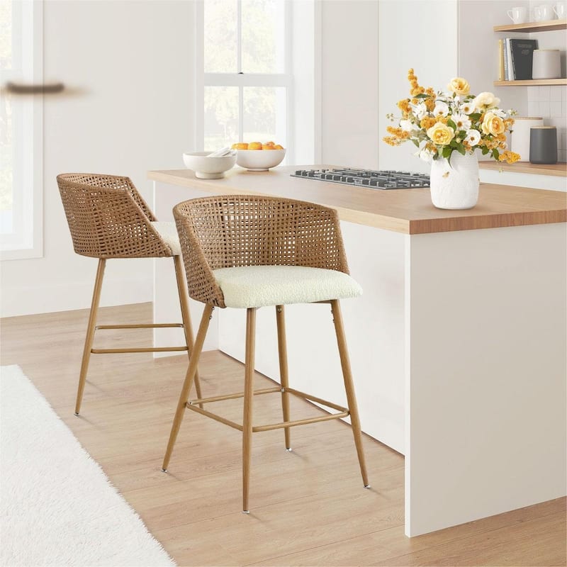 27" Stool with Arm (Set of 2) - Set of 2 - Beige - Counter Height