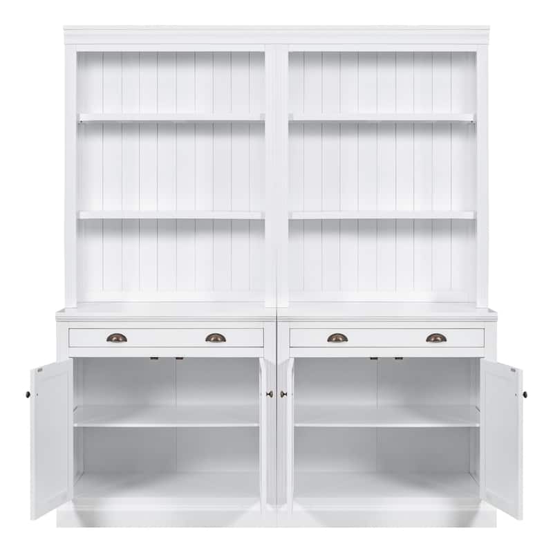 Merax 83.4" Tall LED-Lit Bookshelf Suite with Cabinets, Drawers & Modern Open Storage