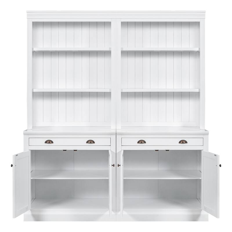 Tall Bookshelf Suite,Modern Bookcase Suite 2-Piece Set Storage Bookcase 2 Drawer and Open Shelves,for Home Office,White