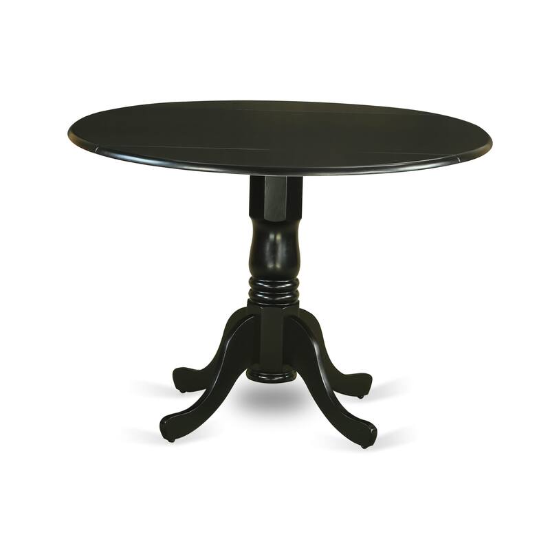 East West Furniture Dining Set Includes a Round Kitchen Table and Stackable Dining Chairs, Black (Pieces & Seat Type Options)