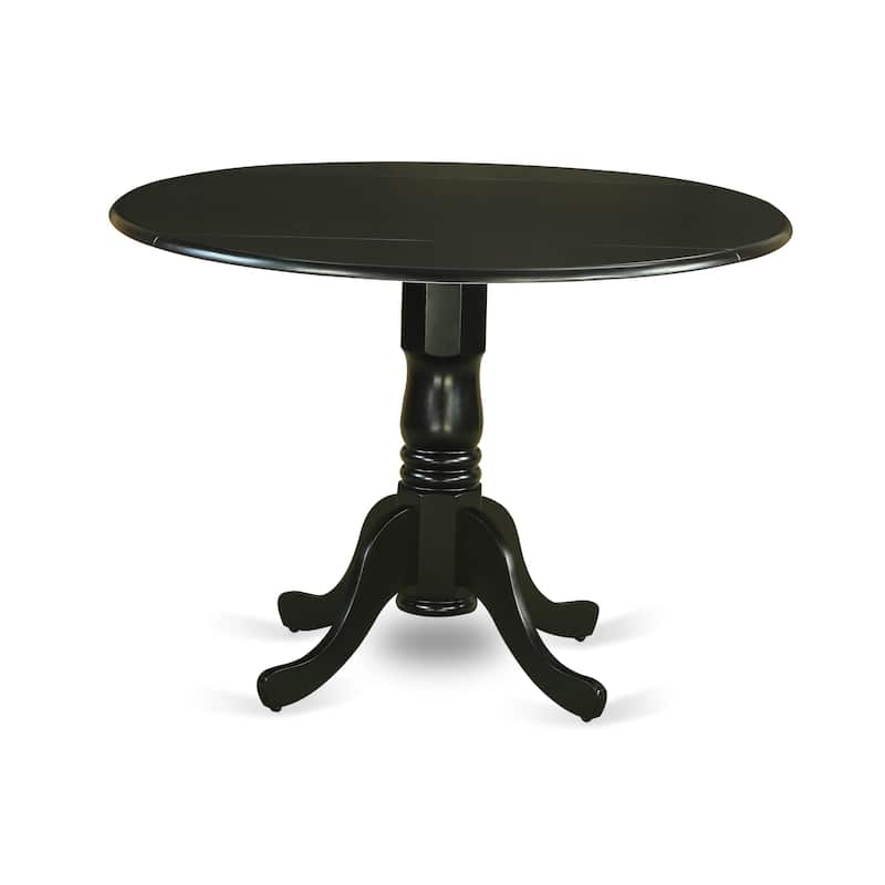East West Furniture Kitchen Table Set Consists of a Round Dining Table and Upholstered Chairs, Black (Pieces Options)