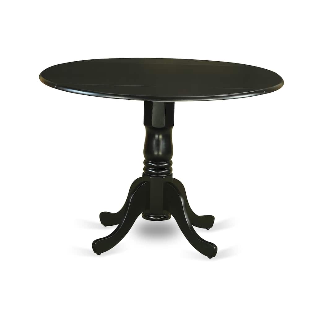 East West Furniture Kitchen Table Set Consists of a Round Dining Table and Upholstered Chairs, Black (Pieces Options)