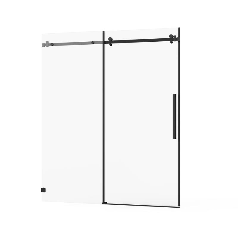 60" W x 72" H Sliding Shower Door, Frameless Sleek Glass Shower Door, 1/4" (6mm) Thick Tempered Clear Glass