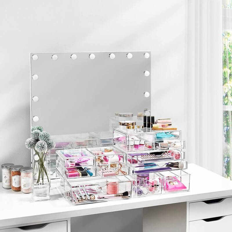 Sorbus Large Stackable Acrylic Drawers - Clear Storage Drawers for Organizing Make up, Nail Polish, Hair Accessories, and More