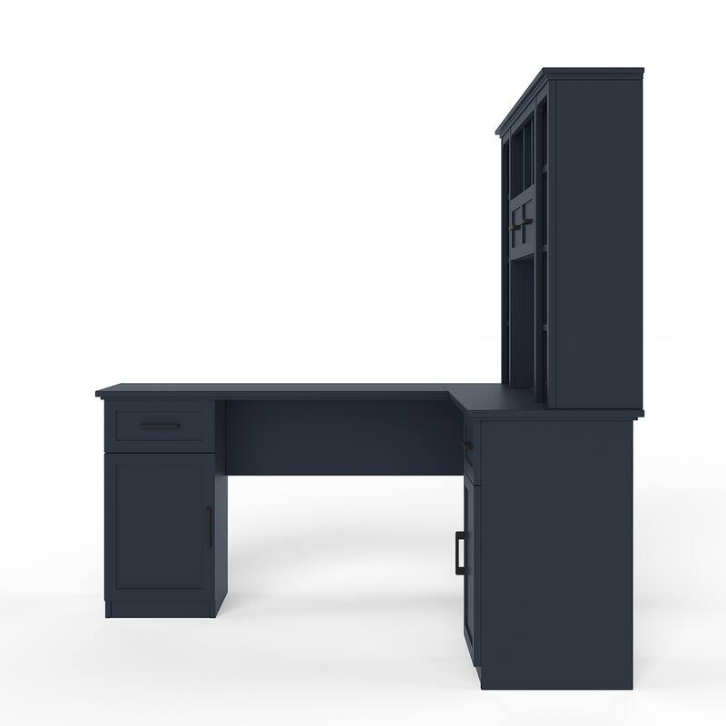 L-Shaped 59" Height Adjustable Electric Standing Desk, Sit and Stand Up Computer Desk For Home Office rustic