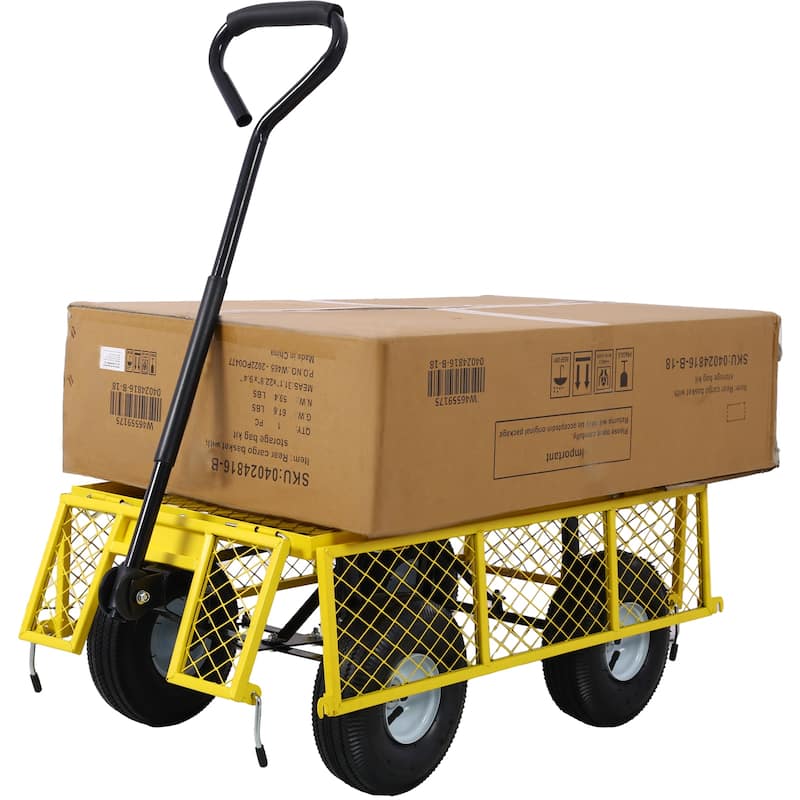 Steel Garden Cart Tools Cart with Removable Sides, 550 lb Capacity - 34" W x 18" D x 22" H
