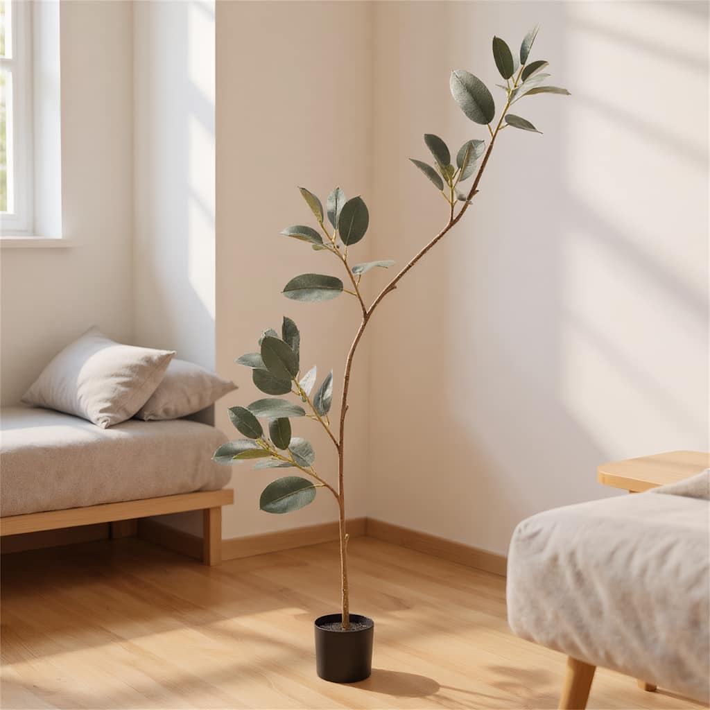 6.9ft Artificial Rubber Tree with Real Touch Leaves