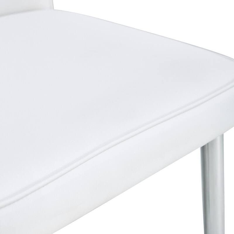 Modern/Minimalist Style PU Leather Dining Chairs Set of 2 with Sliver Metal Legs