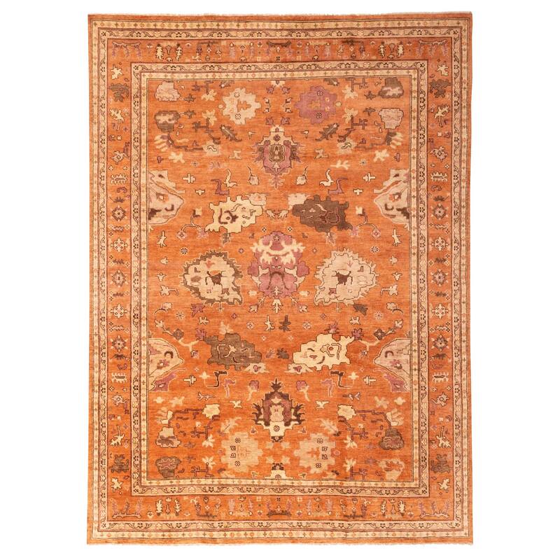 ECARPETGALLERY Hand-knotted Modern Oushak Dark Copper Wool Rug - 10'2 x 13'9