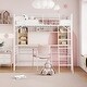 preview thumbnail 15 of 44, Loft Bed with Desk and Shelf White-Twin Size