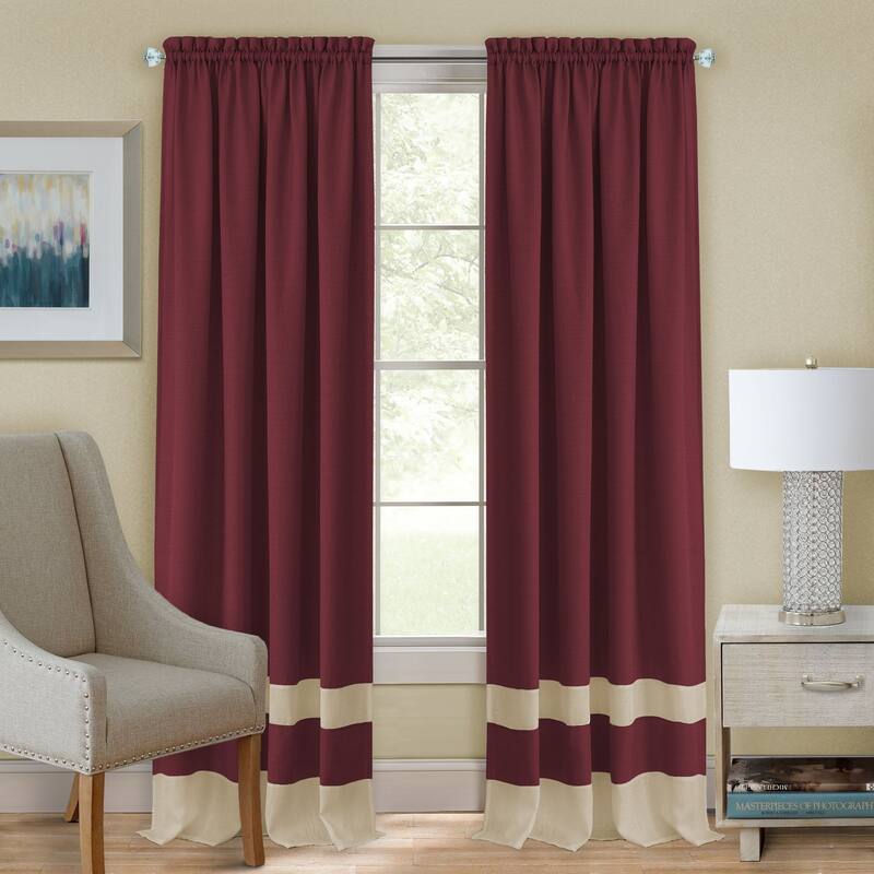 Darcy Rod Pocket Window Curtain Panel - Marsala/Tan - 63 Inches