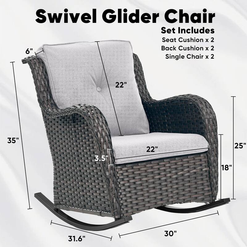 Patio Rocking Chair with Comfortable Cushions