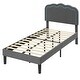 preview thumbnail 19 of 18, VECELO Upholstered Platform Kids Bed Frame with Headboard & LED Lights,Twin Size Bed Set of 2