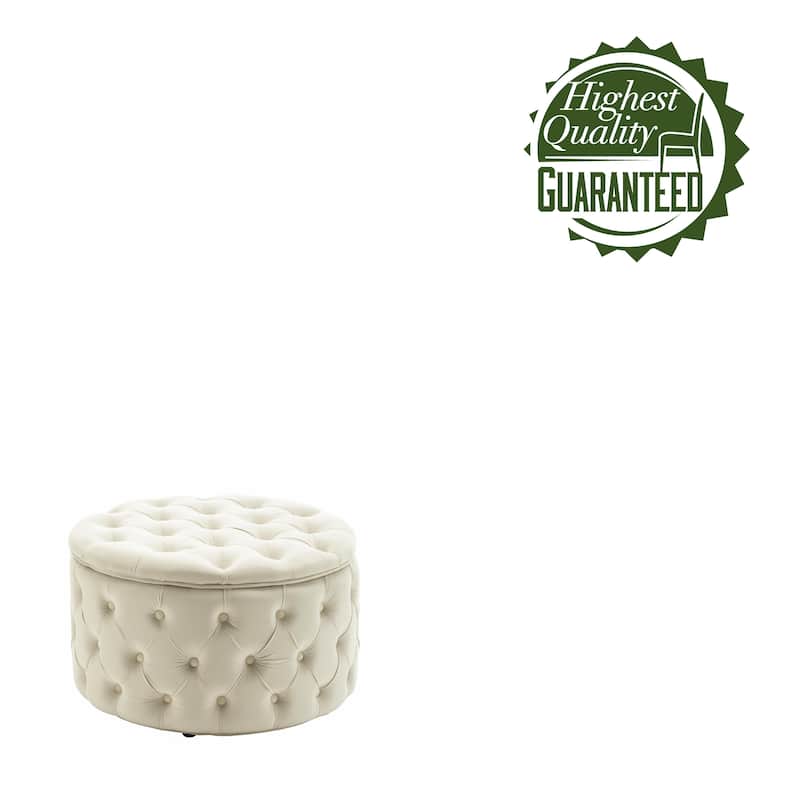 Porthos Home Fiene Velvet Upholstered Round Storage Ottoman