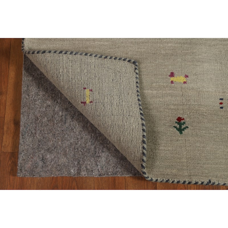 Hand Knotted Oriental 100% Wool Carpet Tribal Animal Pictorial Beige & Ivories Gabbeh Area Rug - 4' 10'' X 3' 0''